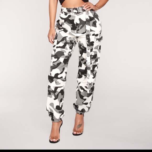 Fashion Nova Pants - Fashion nova Kamilah Camo Joggers-Grey